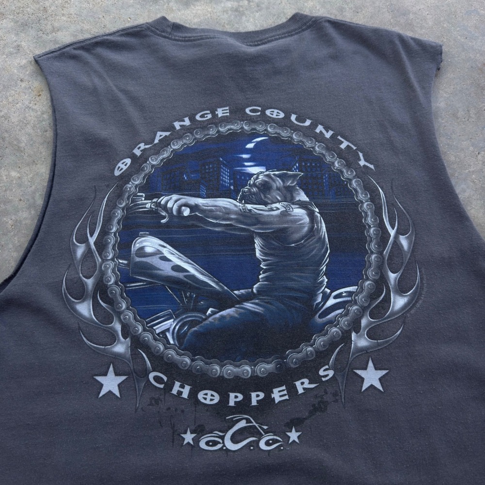 Vintage Y2K Orange County Choppers Muscle Tee Biker Graphic Black Medium (i4)